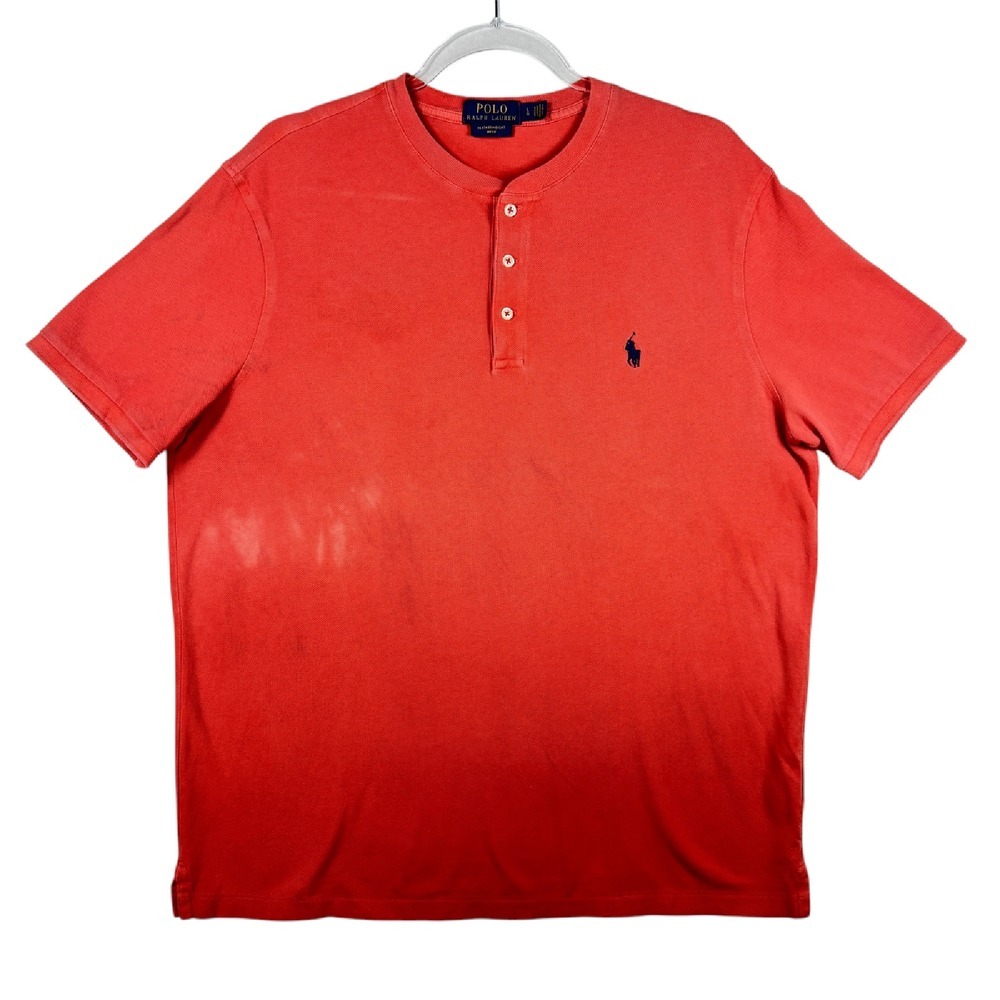 Polo Ralph Lauren‎ Henley Shirt Featherweight Mesh Top Red Large Distressed READ